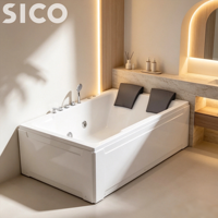 Baignoire rectangulaire double autoportante en acrylique pour 2 personnes, idéale pour hôtels, villas et maisons de luxe