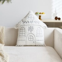 Housse de coussin en fausse fourrure pour Noël, broderie flocon de neige, coussin en peluche doux, décoration intérieure pour canapé et lit de Noël