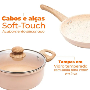High Quality Ceramic Coated Pot Pan Silicone Glass Lids Soft Touch Handle Non Stick 8 Piece Forged Aluminium Cookware Set - Product Image 3