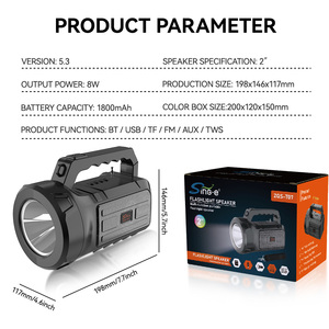 Enceinte solaire rechargeable SING-E ZQS-T07 avec <span class=keywords><strong>son</strong></span> BT, radio FM, <span class=keywords><strong>carte</strong></span> TF, USB, microphone sans fil pour fête et danse en plein air - Product Image 2