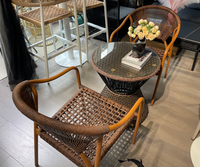 Ensemble de table et chaises de jardin en rotin de luxe léger, résistant à l'eau et aux intempéries, pour terrasse, balcon, cour