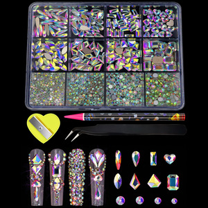 Set di 12 Griglie di Strass <span class=keywords><strong>per</strong></span> <span class=keywords><strong>Unghie</strong></span> a Fondo Piatto, Forme Speciali, Gemelli di Vetro Misti Rotondi, Accessori <span class=keywords><strong>per</strong></span> <span class=keywords><strong>Unghie</strong></span> - Product Image 6