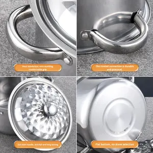 Marmite en acier inoxydable avec couvercle, multifonctionnelle, pour la maison et le commerce, 5L, compatible <span class=keywords><strong>gaz</strong></span> et <span class=keywords><strong>induction</strong></span>, résistante à la chaleur, marmite à fond épais - Product Image 5