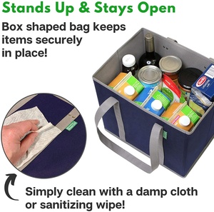 Panier de pique-nique pliable en forme de sac à provisions avec fond en carton recyclé durable renforcé - Product Image 2