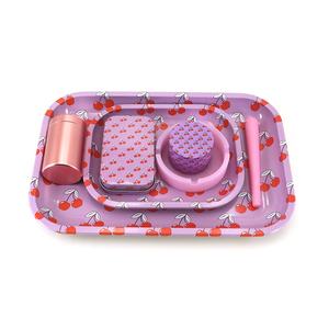 Oferta Especial <span class=keywords><strong>Funway</strong></span> SK005 Moderno Kit de Cigarrillos de Metal Cuadrado de 7 Piezas con Diseño de Cerezas, Molinillo de Hierbas, Tarro de Almacenamiento y Caja Metálica - Product Image 3