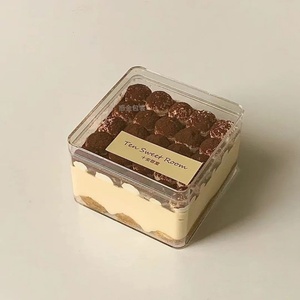 Emballage en plastique transparent pour dessert mousse au chocolat tiramisu, boîte de rangement alimentaire en plastique pour gâteau - Product Image 4