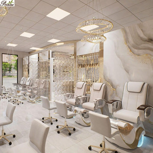 2025 thiết kế mới Glass Top acetone kháng làm móng trạm móng tay móng tay màu đen bảng và ghế Set với đèn LED - Product Image 3