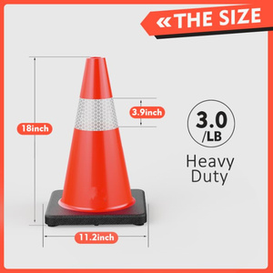 Cônes de signalisation routière CITICITY en PVC de 18 pouces avec base lestée noire et col réfléchissant, cônes de sécurité orange pour le stationnement et le contrôle routier - Product Image 4