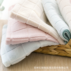 Microfiber Warp Knitted Cleaning Cloth Rectangle Lattice Pattern Thickened Absorbent Kitchen Dishcloth For Removing Grease - Product Image 3