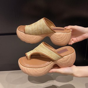 <span class=keywords><strong>Infradito</strong></span> da donna impermeabili <span class=keywords><strong>con</strong></span> plateau e suola spessa, stile vacanza, in <span class=keywords><strong>paglia</strong></span>, alla moda, da indossare all'aperto - Product Image 4