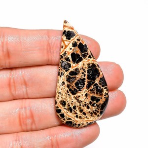 สไปเดอร์เว็บธรรมชาติแจสเปอร์ Cabochon 44ct ตัดแฟนซีขัดเงาจี้หินหลวม49x24x6มม. สำหรับการออกแบบเครื่องประดับที่สร้างสรรค์ - Product Image 4