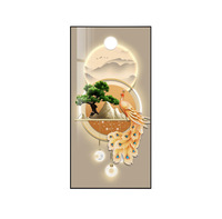 Peintures murales d'ombres avec lumière entourée de peintures décoratives lumineuses, peinture en porcelaine de cristal, art mural, décoration intérieure