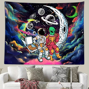 <span class=keywords><strong>Tapisserie</strong></span> <span class=keywords><strong>murale</strong></span> personnalisée en gros, drôle, sur le thème de l'<span class=keywords><strong>espace</strong></span>, réactive aux UV et à la lumière noire, fabricant OEM - Product Image 2