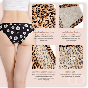Bragas sin costuras personalizado con estampado floral, flor de leopardo, seda de hielo, sin rastro, ropa interior consolidada de una pieza <span class=keywords><strong>para</strong></span> <span class=keywords><strong>mujer</strong></span>, bragas sin costuras - Product Image 3