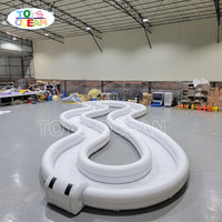Rivière gonflable commerciale, rose ondulée, avec toboggan aquatique pour la location événementielle