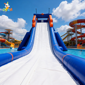 Grand <span class=keywords><strong>toboggan</strong></span> aquatique gonflable bleu pour adultes, <span class=keywords><strong>toboggan</strong></span> aquatique gonflable commercial en PVC, <span class=keywords><strong>piscine</strong></span> à 2 voies, <span class=keywords><strong>toboggan</strong></span> aquatique gonflable extérieur pour la maison - Product Image 1