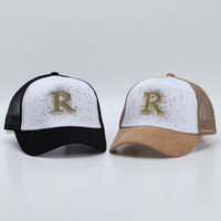 Casquette de baseball en gros avec strass brillants, casquette trucker de luxe avec lettre D, chapeau de sport en maille respirante, chapeau de soleil hip-hop, Gorra De Disenador