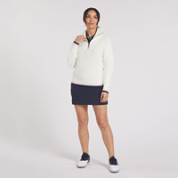 Suéter de cachemira cálido de invierno para mujer, de alta calidad, con cremallera de un cuarto, cuello personalizado, tejido plano, ideal para golf, otoño e invierno.