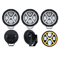Phare de travail LED rond pour camion, lampe de conduite multi-lentilles, haute luminosité, faible consommation, support en U, auxiliaire