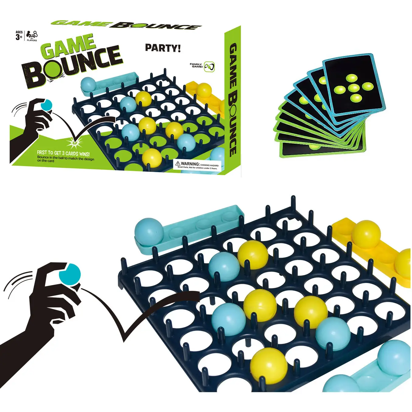 Activer Bounce Off Ball Desktop Jumping Connect Ball Board Game avec cartes Challenge pour enfants Match Pattern