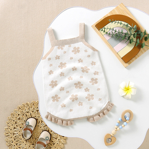 Mimixiong Offre Spéciale printemps été enfant en bas âge sans manches vêtements supérieurs nouveau-né bébé fleurs motif tricoté jarretelle pull - Product Image 4
