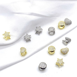 Stud Earrings Heart And Star Shape Micro Pave Zirconia Copper Ear <b>Clips</b> For Party Fashion Jewelry - Product Image 2