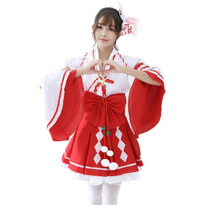 Femmes <span class=keywords><strong>japonais</strong></span> Anime Miko Cosplay Costume mignon court Lolita Kimono jeu de rôle déguisement café <span class=keywords><strong>femme</strong></span> de chambre uniforme Final Elysion - Product Image 2