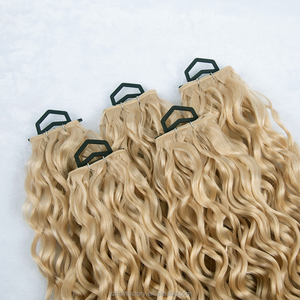 ผมลอนสีบลอนด์ขาวแบบเวฟ  ชนิด Genius Weft  แบบ Double Drawn ผมรัสเซีย  แบบ Hole Weft  แบบ Butterfly Weft  แบบ Curly Weft  แบบ Invisible Extensions - Product Image 1