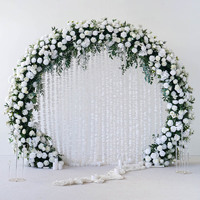 Arche de fleurs en soie en gros, toile de fond 3D carrée blanche, mur floral pour décoration de mariage, couleur personnalisée, commande en gros écologique