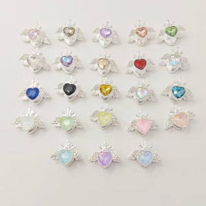 Heart-shaped Wings Alloy Pendant With Rhinestones For DIY Jewelry <b>Necklace</b> Earrings Bracelet <b>Small</b> Size Spring 2025 - Product Image 1