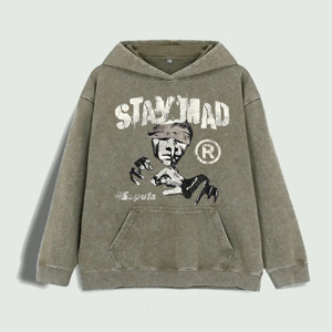 Sudadera con Capucha Estampada Stay <span class=keywords><strong>Mad</strong></span>, 100% Algodón, Almacén de EE. UU., <span class=keywords><strong>6</strong></span> Colores - Product Image 3