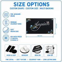Étiquette de taille tissée de marque de boutique, affichage clair pour uniformes, vêtements de travail, étiquette de mesure, fabricant de garnitures personnalisées