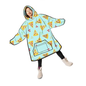 Sweat-shirt couverture à capuche imprimé intégral en sherpa, surdimensionné, chaud et douillet en polaire pelucheuse pour femme - Product Image 3
