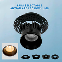 Nouveau design 4 en 1 15 W Trim Selectable Anti Glare LED Downlight CRI 90 Commercial Indoor COB Spot Recessed Light