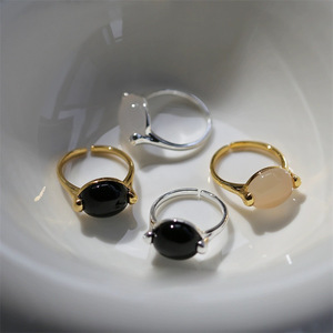 Natural White Chalcedony <b>Open</b> <b>Ring</b> S925 Sterling Silver Water Drop Shape Bezel Setting Women's Everyday Wear Jewelry - Product Image 3