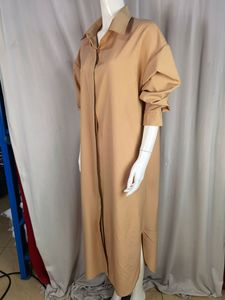 S-5XL 大きいサイズ レディース シャツワンピース 無地 ラペル 長袖 カジュアルワンピース - Product Image 4