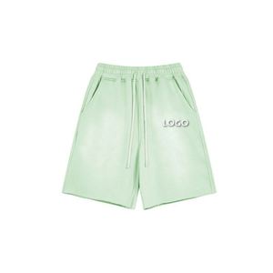 กางเกงขาสั้นลำลองแฟชั่นสไตล์สปอร์ตผู้ชาย เอวยางยืด ผ้าฝ้าย 360 กรัม ซักแบบวินเทจ สำหรับฤดูร้อน - Product Image 3