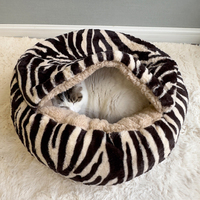 SUREWALHOME Chat Tente Cave Semi Fermée Pet Bed Claming Cat Chiot Lits pour Petit Moyen Animal avec Coussin de Sommeil Doux