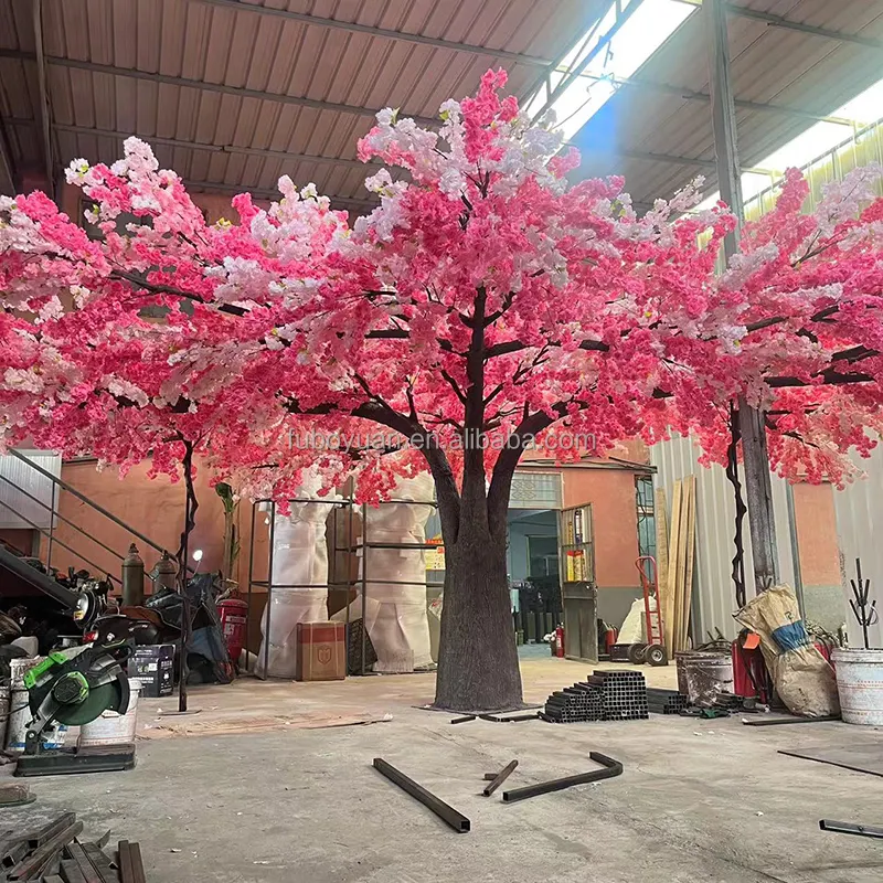 F232ピンクと白の花の偽の桜の木屋内屋外の装飾のための大きな人工桜の木の結婚式の木