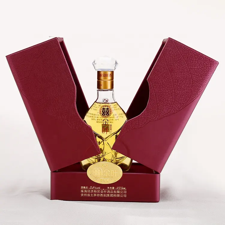 Fabrik benutzer definierte Heiß prägung Luxus doppelt offen Luxus Geschenk Holz Schnaps Wein kiste Verpackung mit Glasflasche