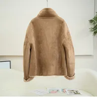 Nouvelle Veste Courte en Daim et Fourrure de Mouton pour Femme 2026, Doublure en Laine d'Agneau, Tendance et Chaude JT609