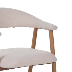 Fauteuil de salle à manger ergonomique et élégant en tissu <span class=keywords><strong>beige</strong></span> avec structure en métal couleur chêne - Product Image 6