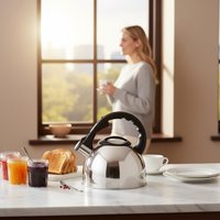 Bouilloire sifflante en acier inoxydable de 2,5 L avec poignée froide au toucher, pour tous les types de cuisinières, vente en gros d'usine