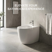 Bidet en céramique à poser au sol, design minimaliste sans rebord, articles sanitaires, pour hôtels et appartements, approvisionnement en gros, OEM ODM