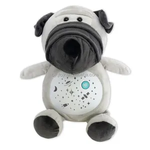 스타 프로젝션 전기 봉제 컴포트 인형 음악 빛 아기 베개 강아지 인형 동물 장난감