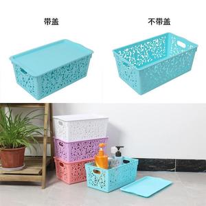 Cesta de almacenamiento de plástico multiusos para cocina y hogar <span class=keywords><strong>con</strong></span> <span class=keywords><strong>tapa</strong></span>, cesta <span class=keywords><strong>organizadora</strong></span> apilable para escritorio de oficina, contenedores de almacenamiento apilables para niños - Product Image 4
