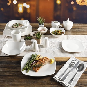39 pezzi Zen Buffet porcellana bianca ceramica quadrata stoviglie piatto ciotola set tazza per <span class=keywords><strong>servizio</strong></span> mercato europeo per 6 o 4 - Product Image 5