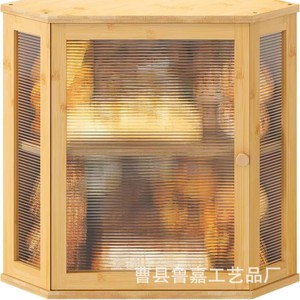 Caja para pan de madera maciza, doble capa, gran capacidad, estante de almacenamiento para encimera de cocina, forma poligonal, color madera natural - Product Image 3
