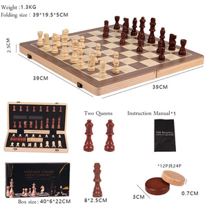 Chất Lượng Cao Cổ Điển <span class=keywords><strong>Backgammon</strong></span> Cờ Sang Trọng Giáo Dục Học Tập Bàn Cờ Trò Chơi 2 Trong 1 Cờ Vua Gấp Bằng Gỗ Cờ Sản Phẩm - Product Image 4