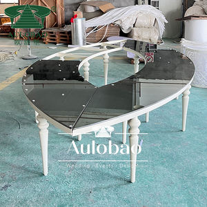 Juego de Mesa de Comedor de Lujo con Cubierta de Vidrio en Forma de Ojo y Acero Inoxidable Dorado para Salón de Banquetes - Product Image 6